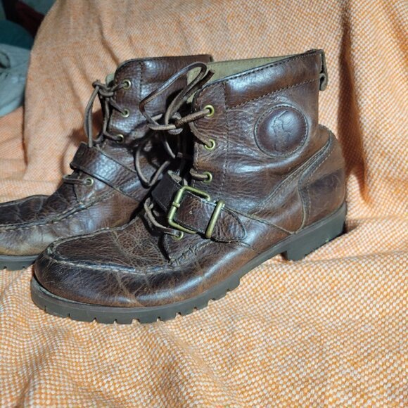 Polo Ralph Lauren Other - Polo By Ralph Lauren Ranger Men's Distressed Brown Leather Buckle Boots Size 7.5